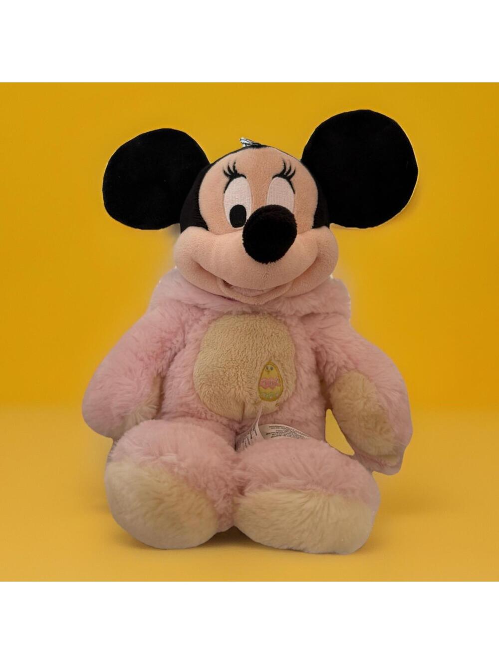 Disney Store Exclusive Minnie Mouse Easter Bunny Stuffed Plush Pink and Yellow